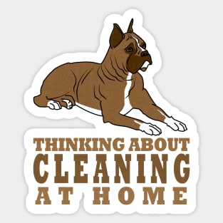 Boxer thinking about cleaning at home Sticker